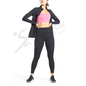 Vente en gros de veste de yoga fitness pour femmes veste d'entraînement à séchage rapide pour femmes avec fermeture éclair profonde et poches matelassées fermeture éclair pleine longueur - Product Image 3