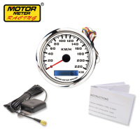 Sensor Odometer Speedometer GPS Elektrik Analog 85mm 220 km Lampu Latar LED Merah Pelat Depan Putih Universal Cocok untuk Motor Meter