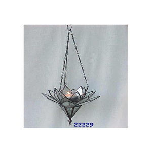 Engraved Flower Design Iron Hanging Glass <b>Lanterns</b> for Home Decoration Item - Product Image 2