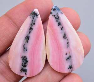 Pares de cabujones de ópalo Rosa peruano, Color Natural, alta calidad - Product Image 1