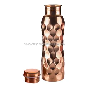 Copper Bottle Beehive Hammered Diamond Hammered Ayurvedic Standard Copper Bottle High Quality Water Bottle