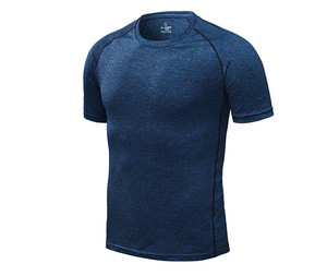 T-shirt de sport pour homme à manches courtes, col rond, couleur unie, séchage rapide, coupe ajustée, en polyester tricoté - Product Image 1