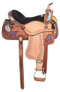 Premium Durable English Saddle Set para Barrel Racing Western Horse Tack Varios colores en tamaños 14 \ "-18 \" Hecho de cuero genuino - Product Image 3