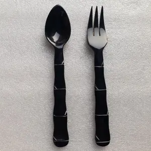 Natural Black Buffalo Horn spoon and fork, caviar spoon, spice spoon tea spoon