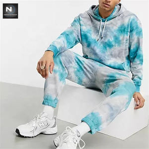Survêtement de sport pour hommes, ensemble deux pièces, décontracté, tendance, streetwear, teinture par nouage, vente en gros, 2020 - Product Image 2