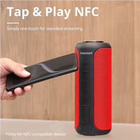 Pour T6 Plus Édition Améliorée, Enceinte Portable 5.0 avec Batterie au Lithium Intégrée, Puissance 40W, Son à 360 Degrés, NFC, Rouge