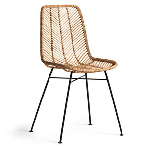Minimalist Midcentury Tufted Durable <b>Rattan</b>/Wicker Chairs with Solid Wood <b>Frame</b> for Living Room & Bedroom - Product Image 2