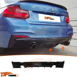 B.M.W 2 Series F22 2013 - UP M Sport / M Technic Rear Diffuser With Left and Right Single Output Matte Black Surface Plastic