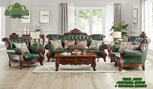 Muebles de sala de estar de aspecto clásico antiguo, conjunto de sofá de aspecto tradicional marrón para el hogar, 5 plazas - Product Image 2