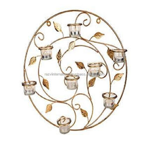 Bougeoirs de décoration murale en métal multi-cercles plaqués or faits à la main pour la décoration de la maison - Product Image 2