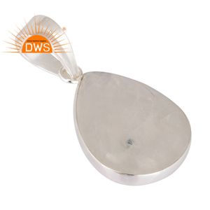 Pendentif massif en argent sterling 925, forme poire, pierre de lune arc-en-ciel, fournisseur de bijoux, collection classique - Product Image 2