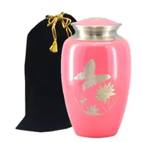 Urns rosa em forma de borboleta design urns & design de flores urns cremação com bolsa preta