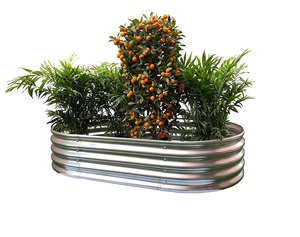 Maceta de cama de jardín elevada de metal ovalado galvanizado para uso decorativo de jardín - Product Image 1