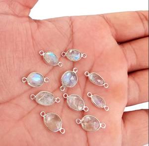 เรนโบว์มูนสโตนเงินสเตอร์ลิงฟรีฟอร์ม8-12มม. ตัวเชื่อมต่อพลอยสำหรับสร้อยข้อมือ - Product Image 3