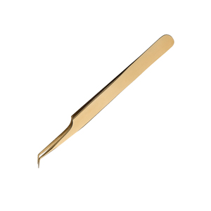 Pinzas de pestañas doradas Cierre preciso Acero inoxidable 3D Pinzas de extensión de pestañas Curved Pick Up Lash - Product Image 2