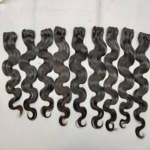 100% naturel non transformé indien corps vague non-remy cheveux cuticule aligné fermeture frontale Machine trame faisceaux 10 "-40" longueur cheveux - Product Image 6