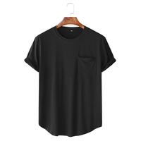 T-shirt décontracté 100% coton pour hommes, manches courtes, poche poitrine, design uni, pantone multicolore personnalisable, tricoté 260 grammes
