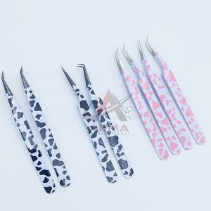 Pinzas de extensión de pestañas de acero inoxidable con logotipo personalizado profesional Pinzas de pestañas postizas de fibra recubierta de papel Sostenibles - Product Image 3