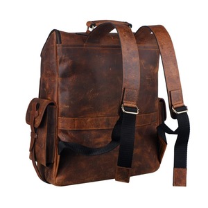Genuine Buffalo Leather Multipurpose Travel <b>Laptop</b> College Office Backpack Brown Buffalo Leather Rucksack - Product Image 3