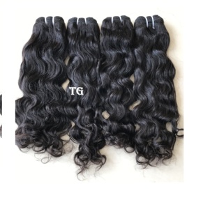 Wholesale 100% Unprocessed Cambodian Remy Raw Indian Temple 18" Water Wave Double Weft Human Hair Extension Bundle Indian Vendor - Product Image 5
