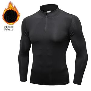 Vedo Custom Logo <b>Compression</b> <b>Shirt</b> <b>Mens</b> Long Sleeve Polyester Slim Fit Fleece Gym Wear Fitness Zipper Training <b>Shirt</b> - Product Image 4