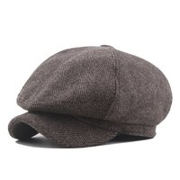 Sombrero octogonal de moda para hombres de mediana edad y mayores, boina de lana para otoño e invierno, gorra inglesa con visera, sombrero cálido para montar a caballo