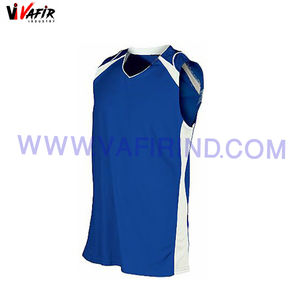 Uniforme de baloncesto Reversible de alta calidad, Jersey estampado azul y blanco transpirable de talla grande, conjuntos al por mayor - Product Image 5
