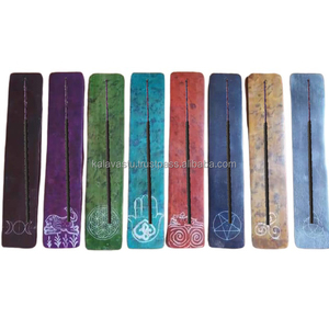 Porte-encens décoratif avec récupérateur de cendres en pierre de savon colorée sculptée, brûleur d'encens pour l'arôme de la pièce - Product Image 2