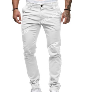 Pantalones vaqueros elásticos para hombre, Vaqueros informales lisos de cintura media con bolsillo - Product Image 1