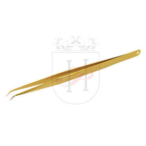 Lagee — Extension de cils en acier inoxydable, amincissant, droit, 6mm, Volume 45 degrés, pinces à épiler, en or, Design de trou au bout, étiquette privée, miroir - Product Image 1