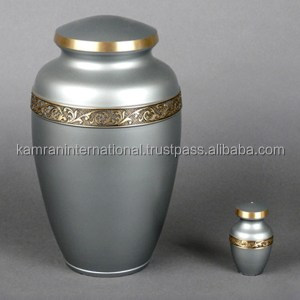 Urne funéraire KAMRAN modèle 5244, style américain, en laiton massif, pour cendres d'adultes, nickelée, artisanale, respectueuse de l'environnement, haute qualité - Product Image 3