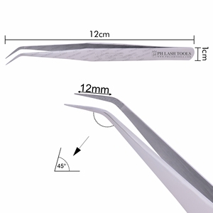 Stainless Steel Eyelash Extension Tweezer in Mirror Polish Color Private Label, Volume Str Angle 12mm 35 Tweezer for Eyelashes - Product Image 5