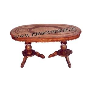 โต๊ะกลางทำจากไม้สไตล์วินเทจโต๊ะกาแฟทำด้วยมือทำจากไม้รูปทรงรีสำหรับบ้าน - Product Image 4