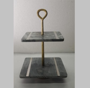 Ensemble de support à gâteau carré en métal marbré gris, plateau de décoration de mariage, plaque de Base, thé haut or argent pour mariage, fête d'anniversaire - Product Image 2