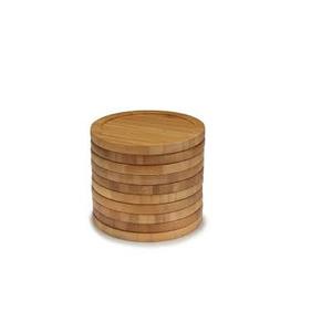 Forme ronde en bois naturel avec sous-verres Lot de 6 avec support en bois pour ustensiles de cuisine et restaurants - Product Image 1