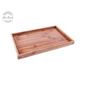 Bandeja de servicio de bambú natural con asas Ideal para decoración de desayuno de mesa de centro otomana - Product Image 1