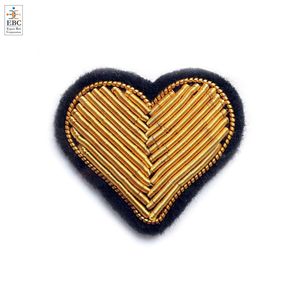 OEM Fashion Cute Heart Brooches Hand Embroidered Bullion Wire Colored <b>Cool</b> Custom Bullion <b>Patches</b> Pin Brooch Handwork Embroidery - Product Image 3