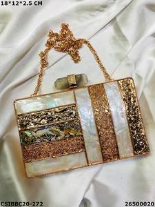 Designer Handmade Elegant Evening Brass <b>Clutch</b> Bag Exclusive Mother of <b>Pearl</b> Metal Purse for Bridal Wedding - Product Image 5