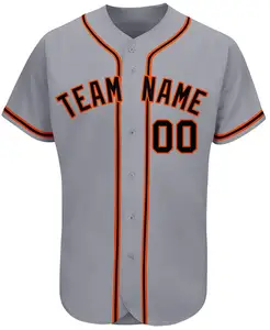 Nombre del equipo Uniforme Jersey Ropa deportiva 2021 Uniforme de béisbol con botones para hombre Camiseta de béisbol en blanco personalizada