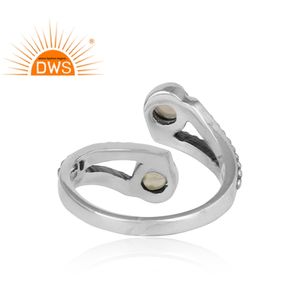 Anillo de Plata de Ley 925 con gema de ópalo blanco y Perla blanca para mujer, sortija oxidada, joyería - Product Image 4