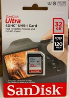SanDisk 32 GO Ultra SDXC UHS-I Carte Mémoire-120 MB/s, C10, U1, Full HD, Carte SD-SDSDUN4-032G-GN6IN