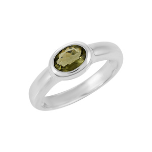 Anillo Simple único de Plata de Ley 925, banda de boda de piedras preciosas de moldavita ovalada Natural para aniversarios y fiestas de joyería fina - Product Image 1