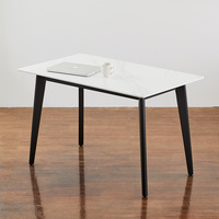 Ensemble de table à manger moderne à hauteur réglable avec plateau en marbre blanc de luxe et base en acier noir, 4/6/8 places, revêtement poudré, meubles pour la maison