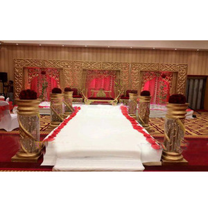 เวทีแต่งงานของชาวมุสลิมรุ่นล่าสุด,ฉากหลังแกะสลักขนาดใหญ่สำหรับงานแต่งงานทำจากไฟเบอร์สีทอง - Product Image 1