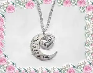 Most popular moon & heart shape silver necklace, valentine jewelry wholesale supplier