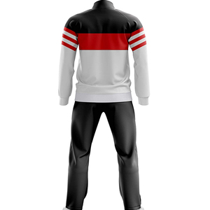 Survêtement de sport personnalisé pour hommes, tenue de jogging bon marché, rouge et noir, blanc, unisexe - Product Image 2