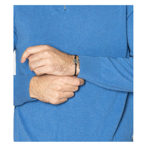 Made in Italy Trucker Neck 100% Cashmere Regular Long Sleeve Winter Light Blue Sweater for Men - Product Image 5