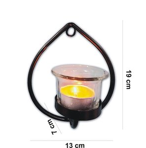 Decorative Yellow Glass Cup Tealight Candle Holder <b>Wall</b> Hanging Iron Votive Festive <b>Lights</b> for Decoration - Product Image 3
