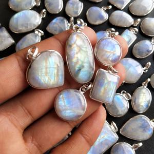 White Crystal Moonstone <b>Necklace</b> <b>Small</b> Stone Pendant Moonstone Dainty Jewelry Silver Stone Pendant Adjustable Moonstone Ring Pen - Product Image 6