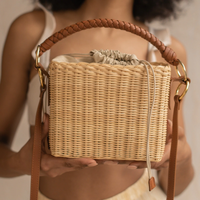 Sac à main pour femme Viettime Craft 2022, nouvelle tendance, élégant, à fermeture ouverte, en jacinthe d'eau, tissé à la main, forme carrée, sac à bandoulière
